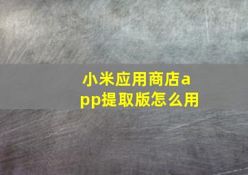 小米应用商店app提取版怎么用