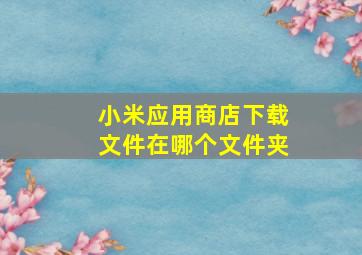 小米应用商店下载文件在哪个文件夹