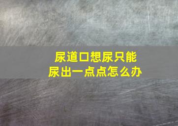 尿道口想尿只能尿出一点点怎么办