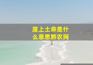 屋上土命是什么意思黔农网