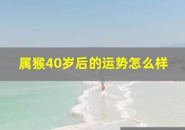 属猴40岁后的运势怎么样