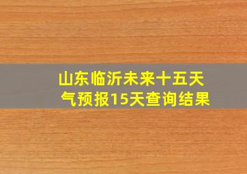 山东临沂未来十五天气预报15天查询结果