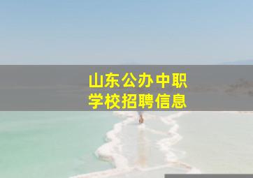 山东公办中职学校招聘信息