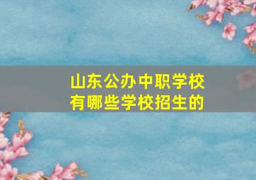 山东公办中职学校有哪些学校招生的