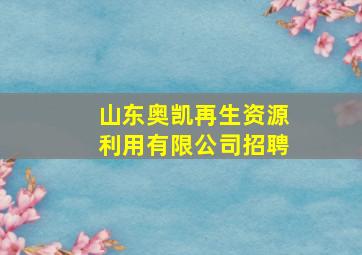 山东奥凯再生资源利用有限公司招聘