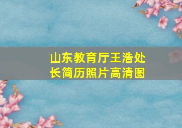 山东教育厅王浩处长简历照片高清图