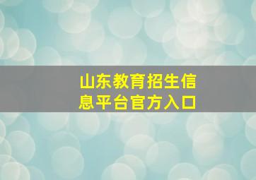 山东教育招生信息平台官方入口