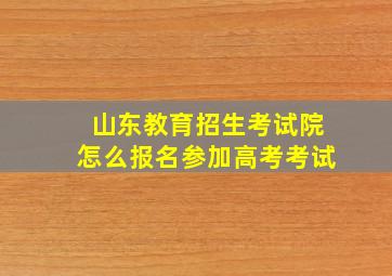 山东教育招生考试院怎么报名参加高考考试