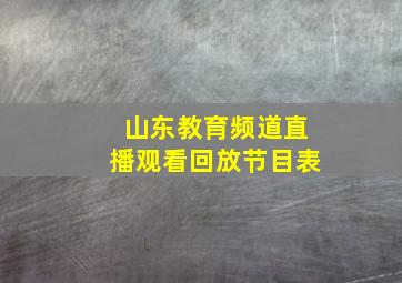 山东教育频道直播观看回放节目表