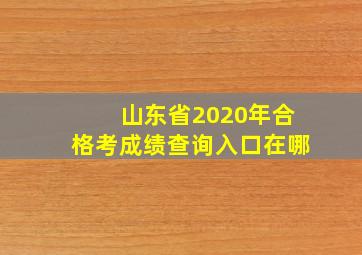 山东省2020年合格考成绩查询入口在哪