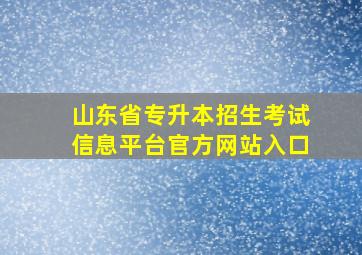 山东省专升本招生考试信息平台官方网站入口