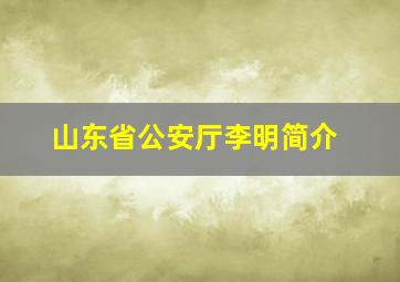 山东省公安厅李明简介