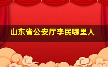 山东省公安厅李民哪里人