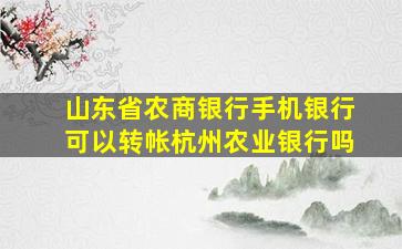 山东省农商银行手机银行可以转帐杭州农业银行吗