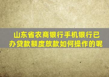 山东省农商银行手机银行已办贷款额度放款如何操作的呢