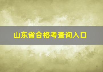 山东省合格考查询入口