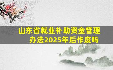 山东省就业补助资金管理办法2025年后作废吗