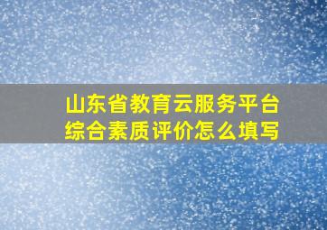 山东省教育云服务平台综合素质评价怎么填写