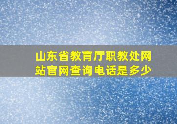 山东省教育厅职教处网站官网查询电话是多少