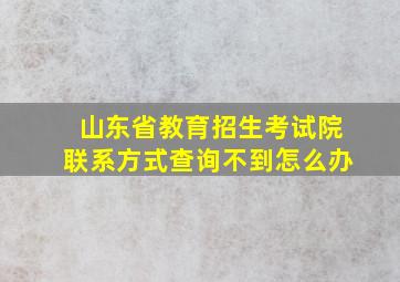 山东省教育招生考试院联系方式查询不到怎么办