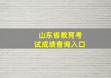 山东省教育考试成绩查询入口