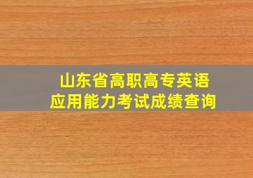 山东省高职高专英语应用能力考试成绩查询