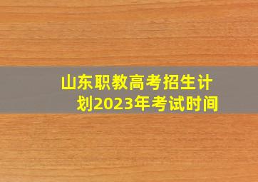 山东职教高考招生计划2023年考试时间