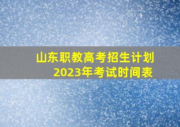 山东职教高考招生计划2023年考试时间表