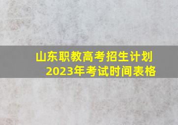 山东职教高考招生计划2023年考试时间表格