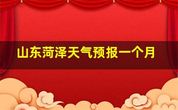 山东菏泽天气预报一个月