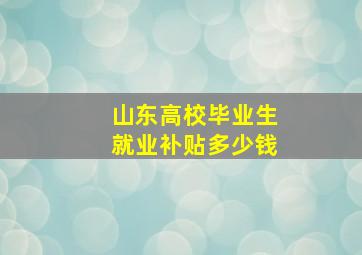 山东高校毕业生就业补贴多少钱