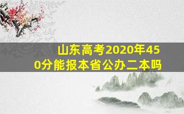 山东高考2020年450分能报本省公办二本吗