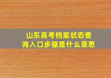 山东高考档案状态查询入口步骤是什么意思