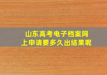 山东高考电子档案网上申请要多久出结果呢