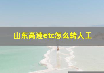 山东高速etc怎么转人工