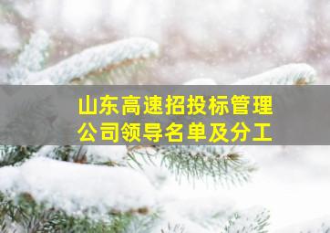 山东高速招投标管理公司领导名单及分工