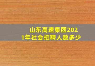 山东高速集团2021年社会招聘人数多少