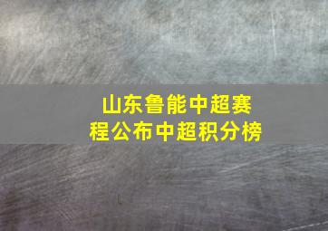 山东鲁能中超赛程公布中超积分榜