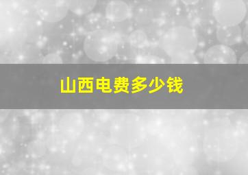 山西电费多少钱