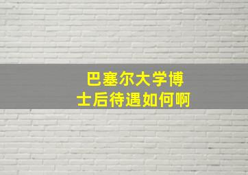 巴塞尔大学博士后待遇如何啊