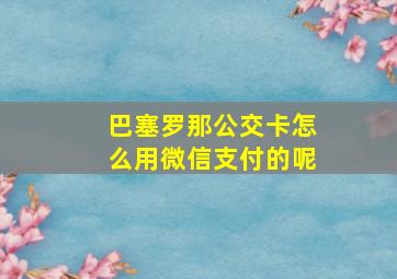 巴塞罗那公交卡怎么用微信支付的呢