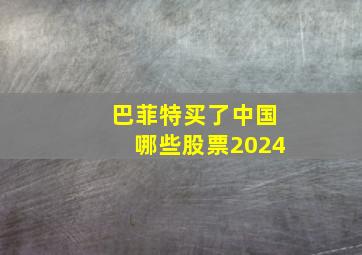 巴菲特买了中国哪些股票2024