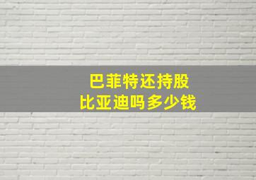 巴菲特还持股比亚迪吗多少钱