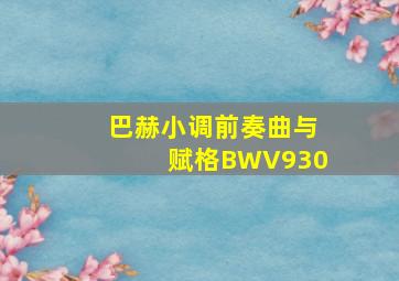 巴赫小调前奏曲与赋格BWV930