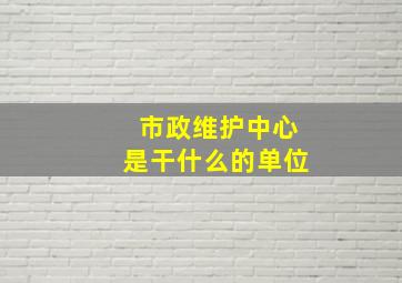 市政维护中心是干什么的单位