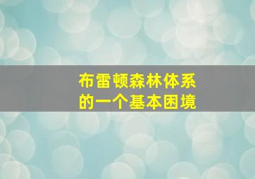 布雷顿森林体系的一个基本困境