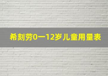 希刻劳0一12岁儿童用量表