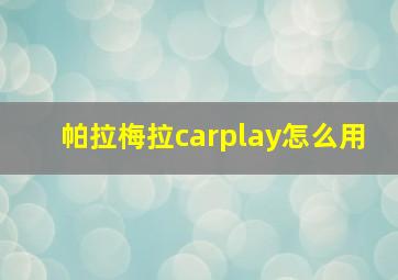 帕拉梅拉carplay怎么用