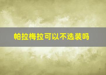 帕拉梅拉可以不选装吗