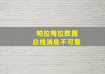 帕拉梅拉数据总线消息不可靠